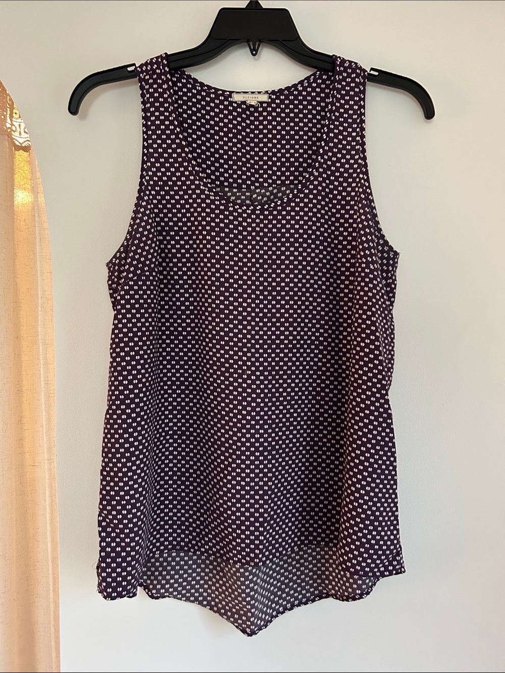 Pleione Purple Polka Dot Sleeveless Blouse